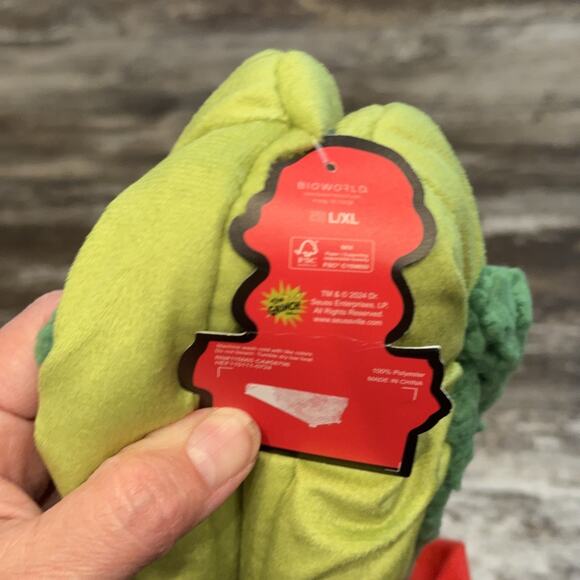 The Grinch Slipper Socks Large XL Christmas Fleece‎ Santa Hat BioWorld Cozy NWT - Picture 6 of 7